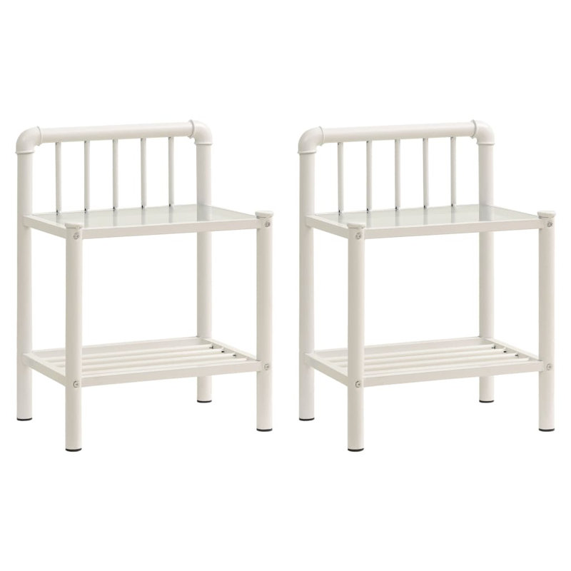 Coffelt Glass Top Frame Side Table Set, White, White