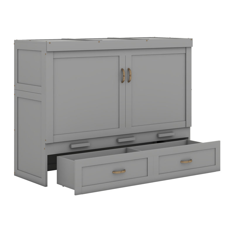 Murphy Bed With USB Ports, Gray, Queen
