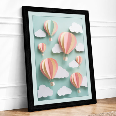 Balloons Among Clouds Modern 1 Piece Single Picture Frame Wall Art