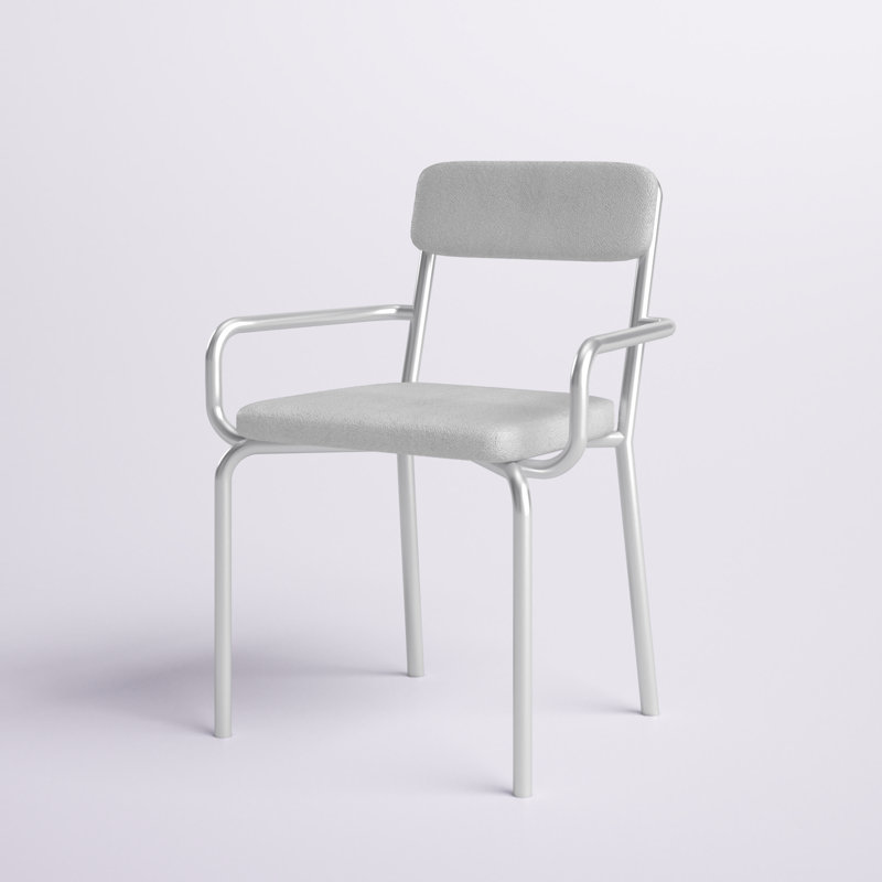 Fauteuil de salle à manger rembourré en acier pourquoi pas moderne, Blanc