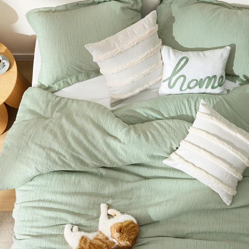 Bedsure Tufted Pattern Design Bed In A Bag, Queen Comforter + 5 Additional Pieces, Sage Green