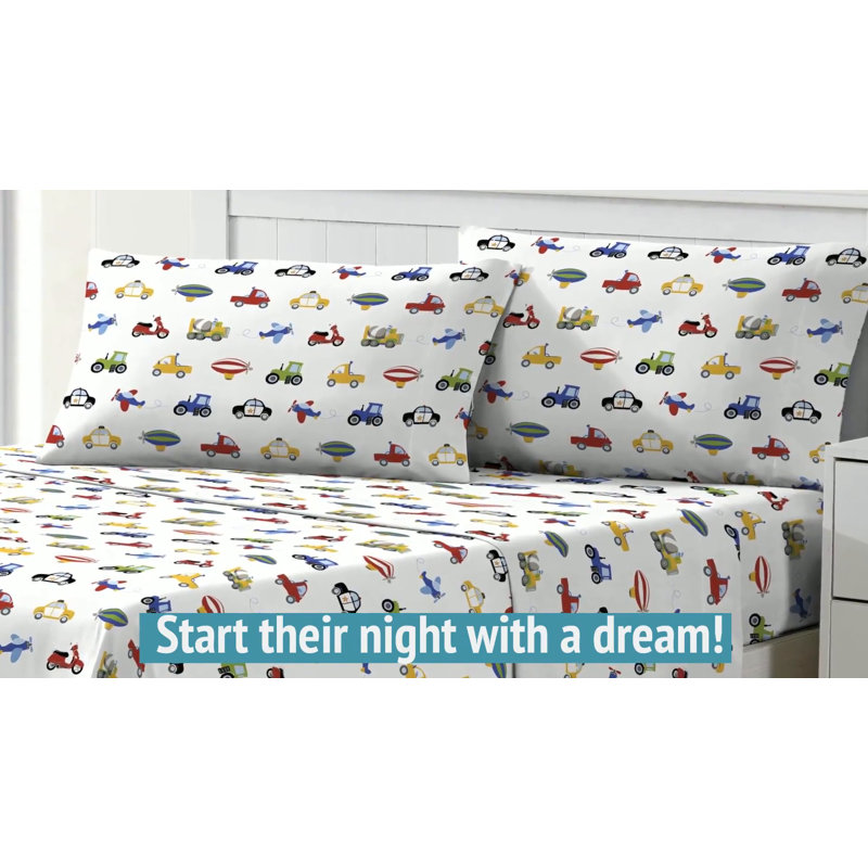 Full Blue Microfiber Reversible Kids Bed in a Bag Set