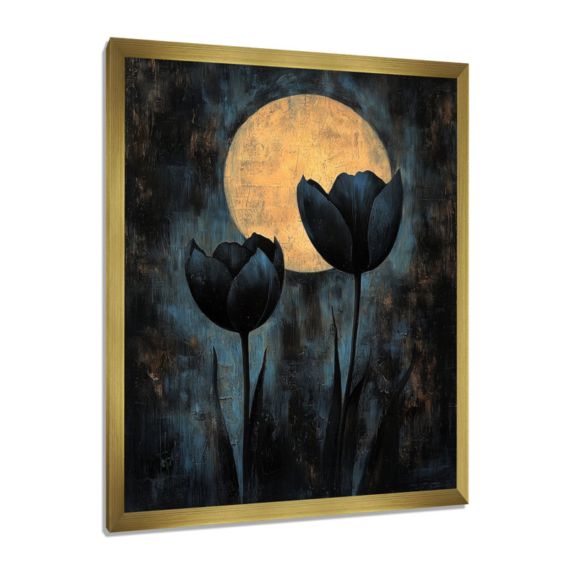 Jenssen - Art mural floral, H 20 po x l 12 po, Reproduction encadrée d'une seule photo, Doré