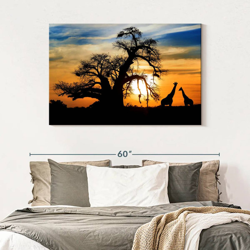 Brampt African Sunset Giraffes, 32" H x 48" W