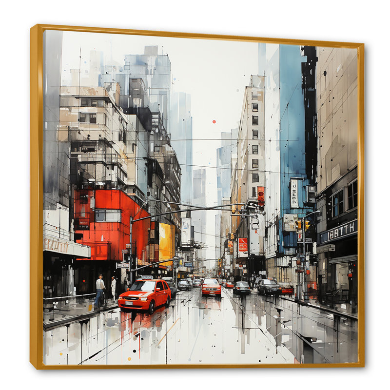 «The Last City Of The Futur III - Science Fiction», art mural, Cadre flottant doré, H 30 po x l 30 po x P 1,5 po