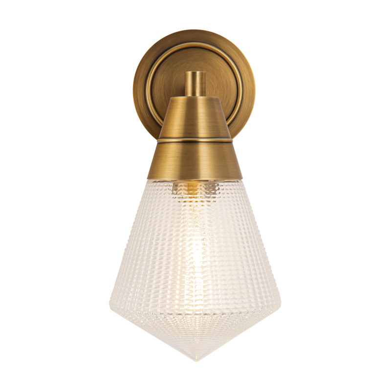 Willard 1 - Light Bath Sconce, Vintage Brass, Clear Prismatic