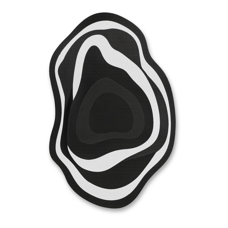 Tapis noir tissé à motif abstrait lavable Mosso, 2'6" x 4'11"