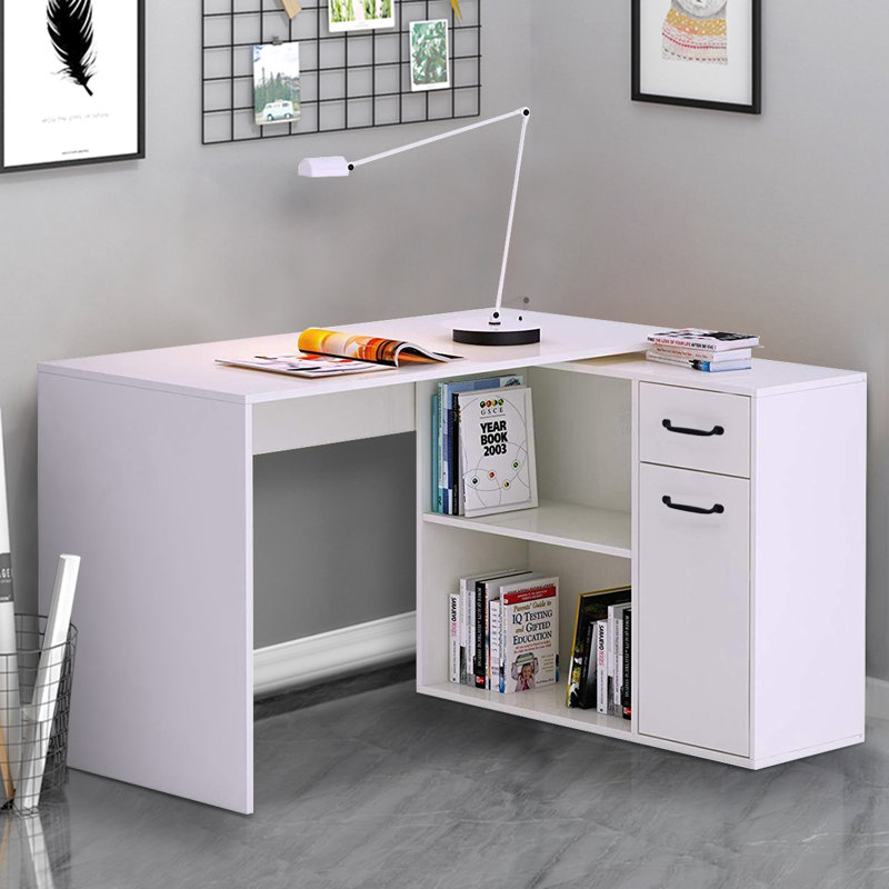 L-Shaped Executive Desk, White