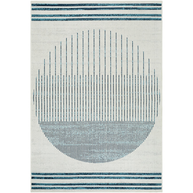Tapis intérieur / extérieur en polypropylène tissé à la machine Cavari, Carré 5 pi 3 po