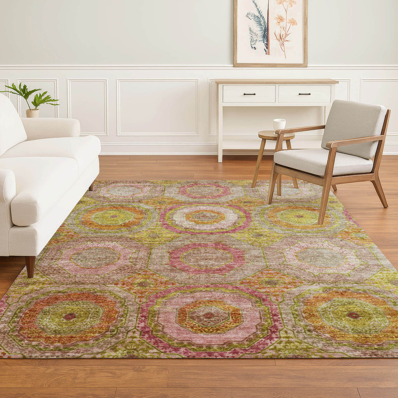 Premium Machine Washable Mayfield Panel Rug, Orange, 10' x 14'