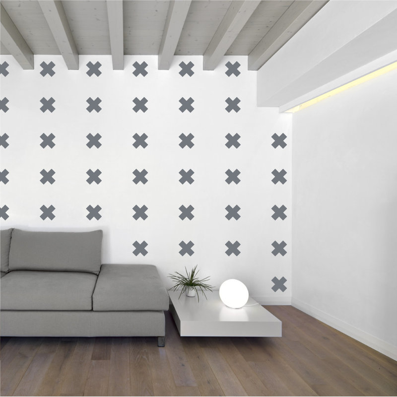 Décalcomanie murale à motifs croisés suisses, Gris orage, H 3 po x l 3 po x P 0,01 po