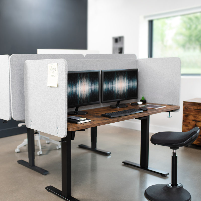 Gray Acoustic Clamp-on Desk Privacy Panel 60" x 24"