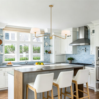 2 - Light Kitchen Island Pendant Light Brushed Brass Finish