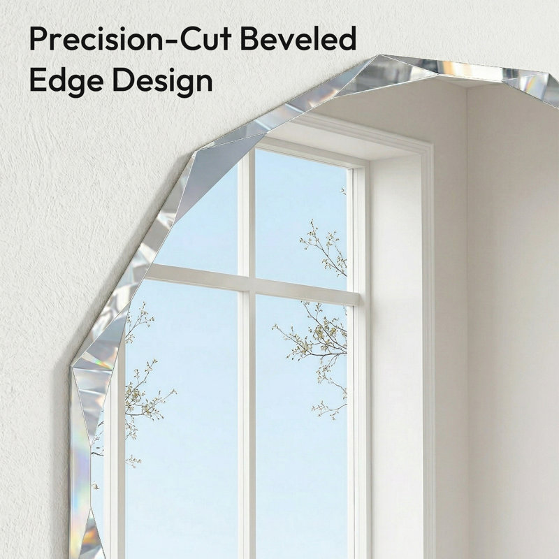 Beveled Frameless Wall Mirror Bathroom Vanity Mirror, 36" x 30"