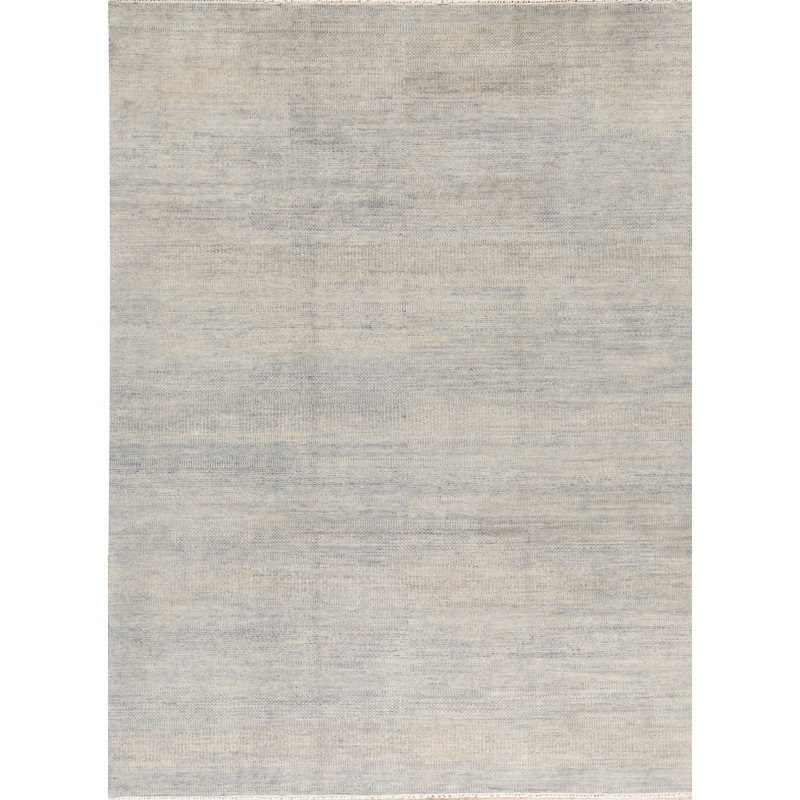 Tapis gris et bleu marine noué à la main de haute qualité