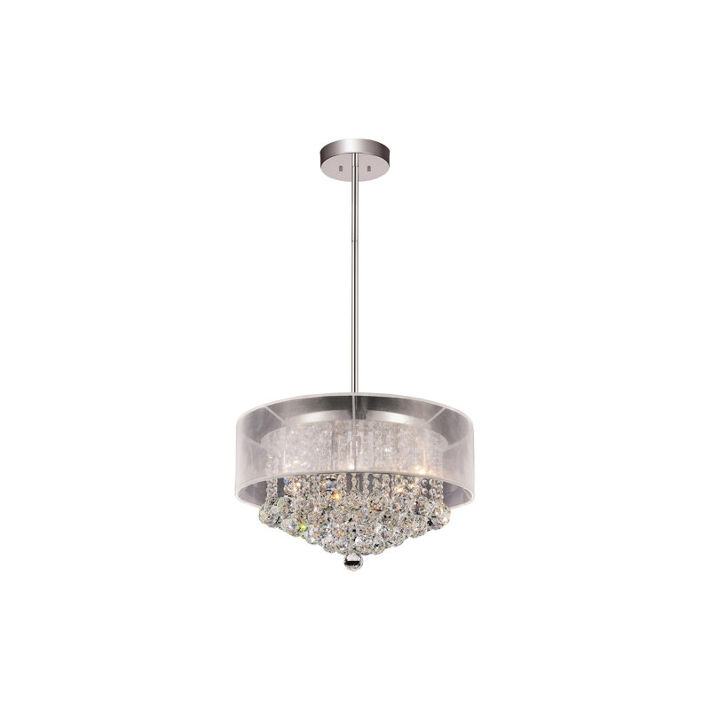 Lustre 20 lumières à abat-jour cylindrique 20 pouces - finition chromée, idéal pour les salles à manger, les cuisines et les espaces de vie