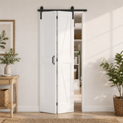 Portes de grange pliantes en bois manufacturé en forme de K 84 po avec quincaillerie d'installation