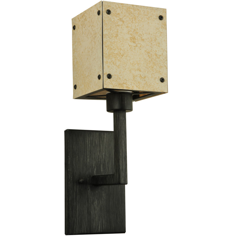 Kesara 3-Light Dimmable Iron Sconce in Brown with Geometric Shade