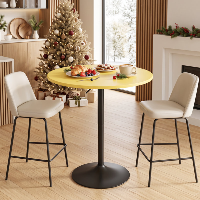 Table de bar ronde de 91 cm de hauteur, table de bistrot/pub réglable en hauteur, table de cocktail moderne avec pied central