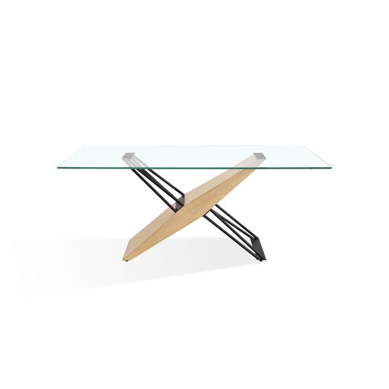 Glass Top Metal Base Dining Table