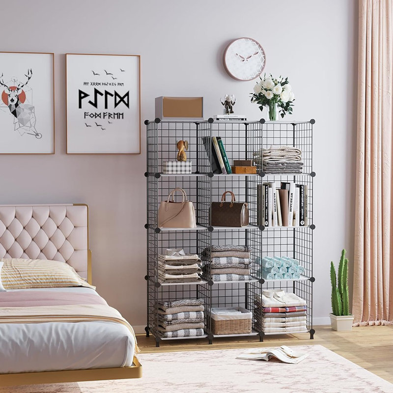 Ensemble de 12 tablettes de rangement empilables en métal