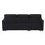 Canapé-lit modulaire réversible en tissu de lin noir de 82 po avec méridienne de rangement