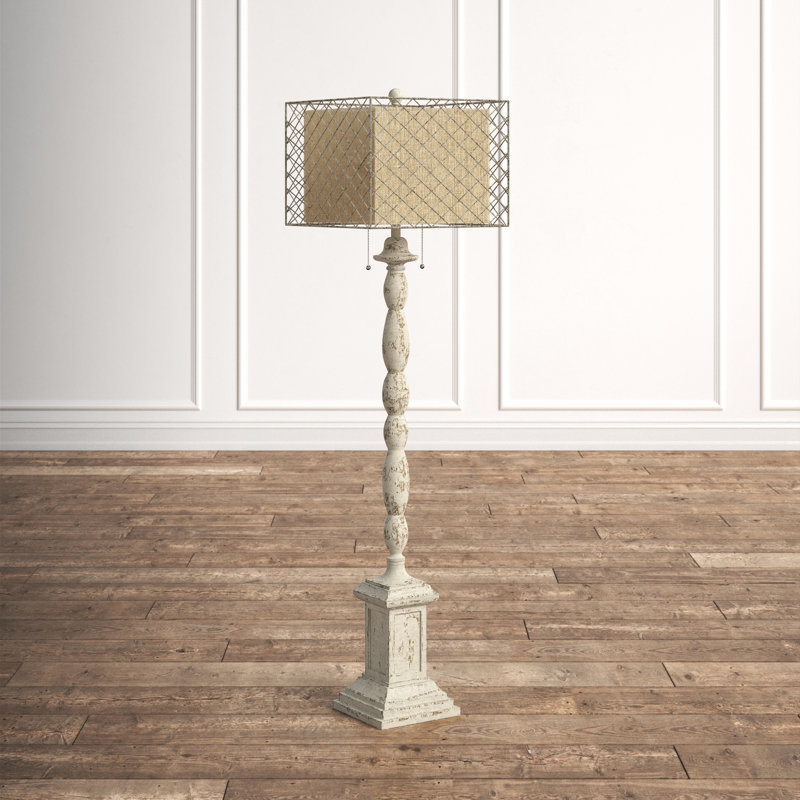Ermentrude 62'' Distressed Traditional Floor Lamp