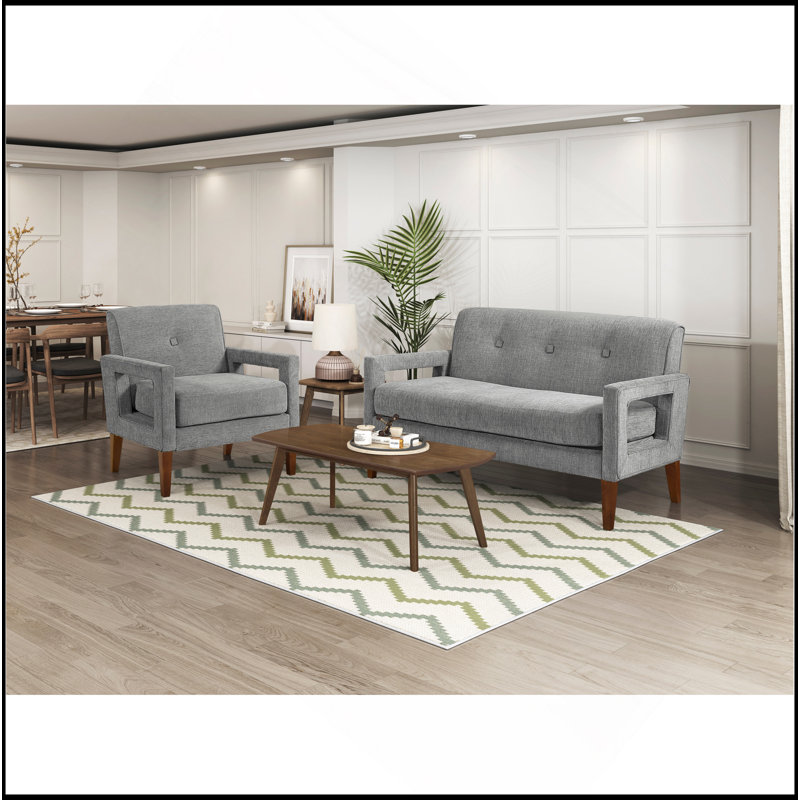 Modern Living Room Causeuse Bigham Upholstery Coils, Grey