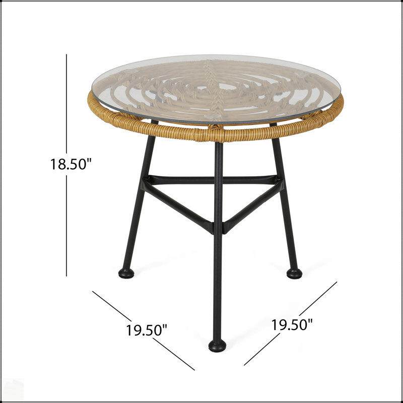 Table d'appoint en faux rotin Orlando, Marron clair