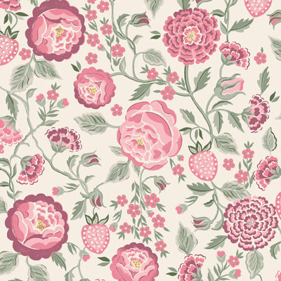 Cath Kidston Strawberry Garden Floral Wallpaper
