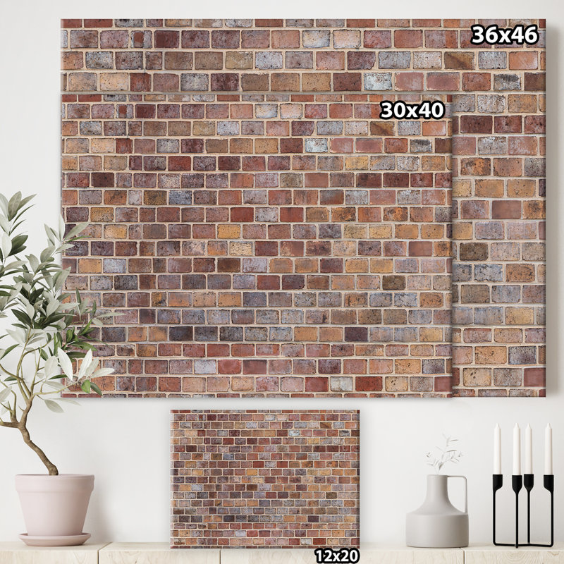 « Red Brick Walltexture »-impression sur toile, H 12 po x l 20 po x p 1 po