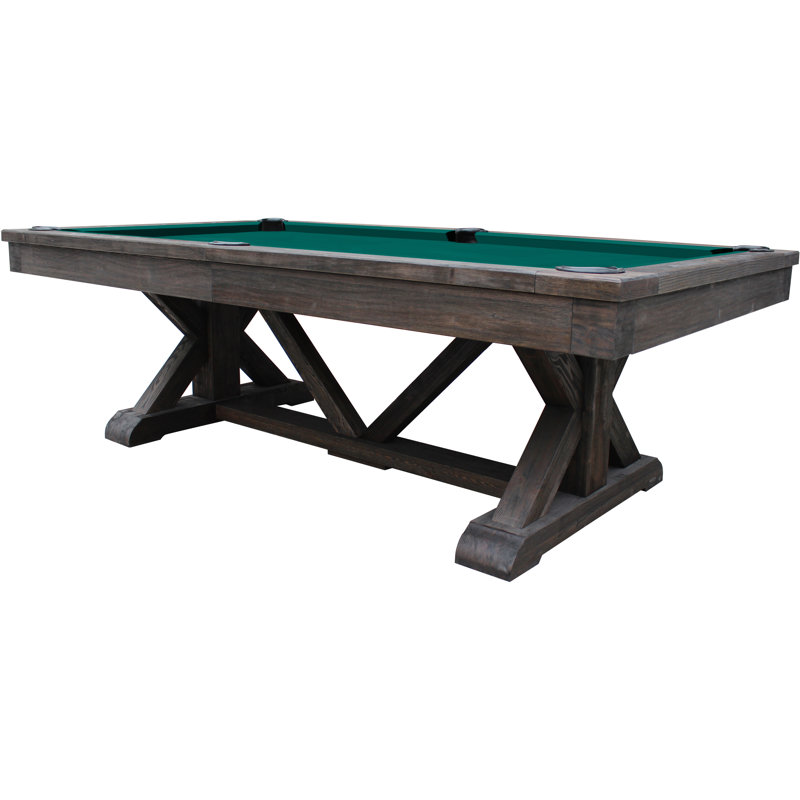 Playcraft Brazos River 8' Slate Pool Table With Dining Top & Benches/Professional Installation Included, Weathered Black