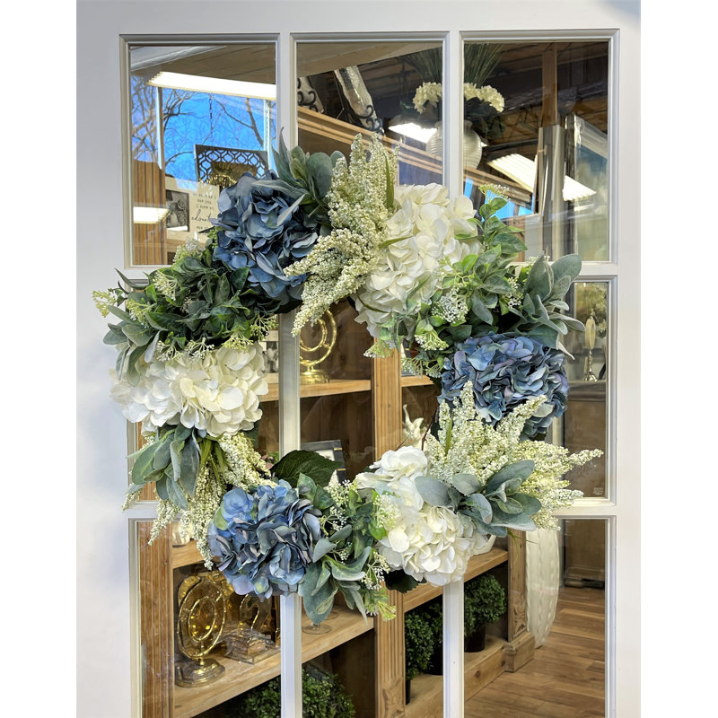 24'' Grapevine Wreath with Hydrangea, Lamb's Ear and Heather
