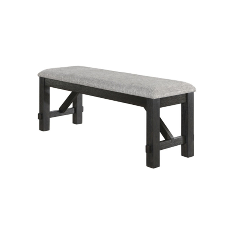Banc Cottage avec siège rembourré et structure en bois, Gris anthracite, Gris clair