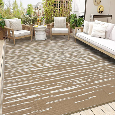Reversible Plastic Outdoor Rug Waterproof for Patios Clearance,Camping RV,Picnic,Backyard,Deck,Balcony,Porch