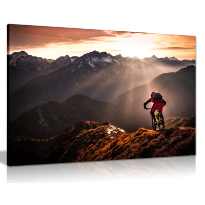 Mountain Bike Sunset - Wrapped Canvas Print