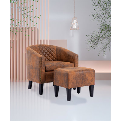 29.13"" W Barrel Chair and Ottoman -  Red Barrel Studio®, 39EF369ED228404A9FF1FBA7022B5B79