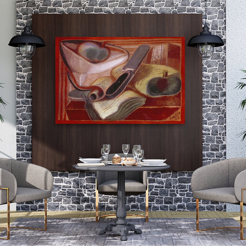 Le Livre, 1924, estampe d'art mural abstrait contemporain, H 40 po x l 60 po