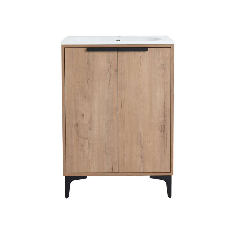 Meuble-lavabo sur pied simple avec plateau en résine 23,62 po Terika