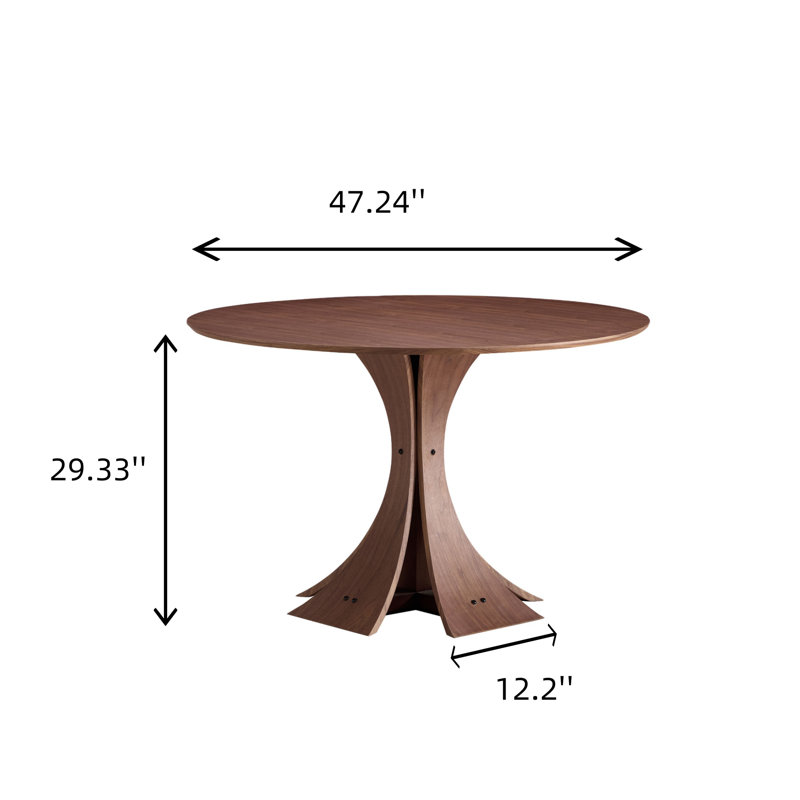 Table de salle à manger ronde 47,24 po en MDF de style contemporain noyer, Brun