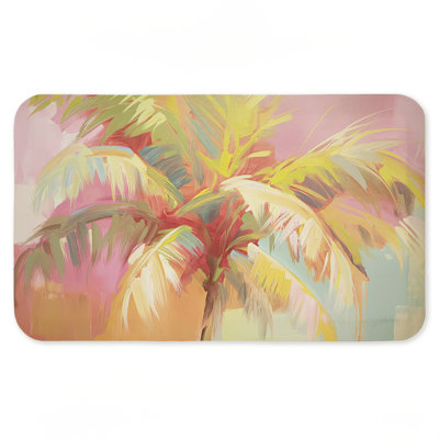 Tapis de cuisine Pastel Fan Palm Brushstrokes