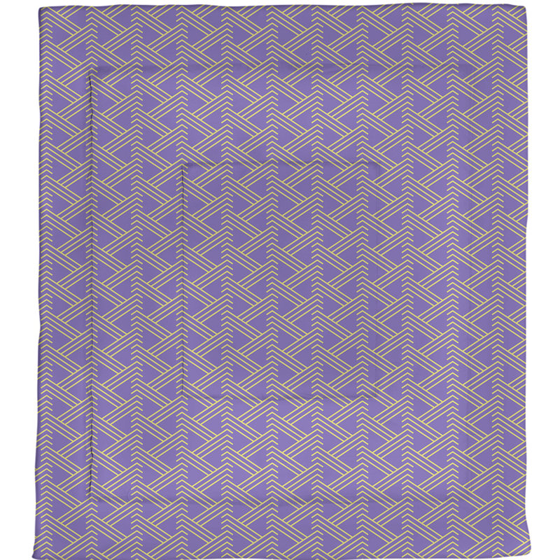 Édredon simple réversible en microfibre à motif Zig Zag, Édredon très grand, Mauve/jaune