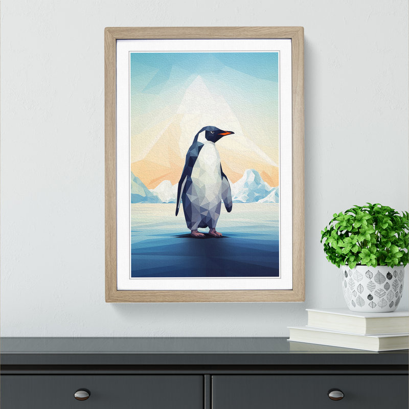 Penguin Geometric No.2 1 Piece Single Picture Frame Wall Art, 34cm H x 25cm W x 2cm D, Oak Framed