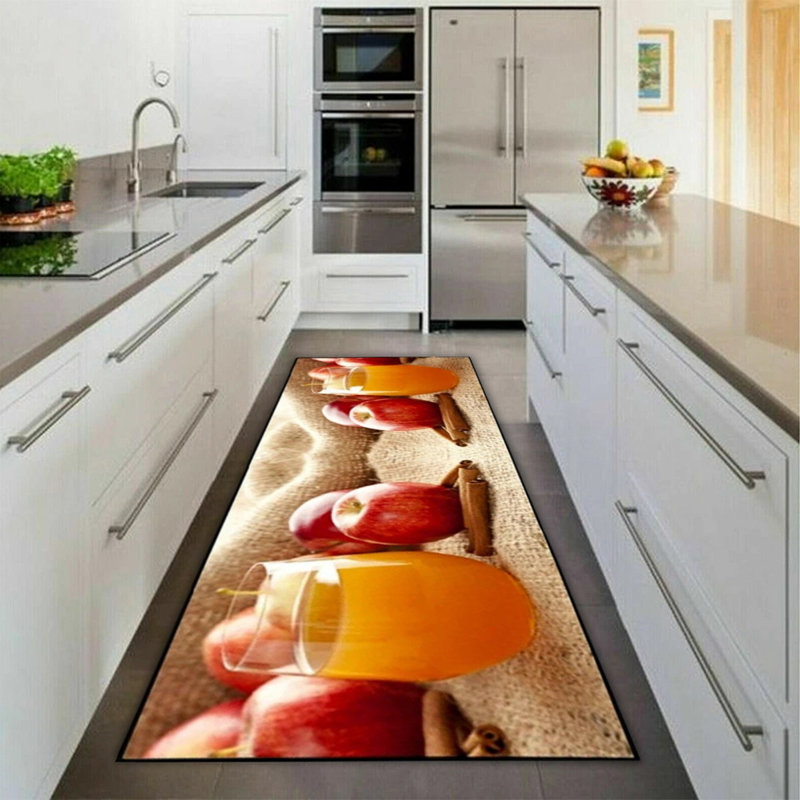 3D Fruit Kitchen Mat – Washable Non-Slip Runner Rug – Door Mat with Rubber Backing – Polypropylene, 50cm W x 70cm L