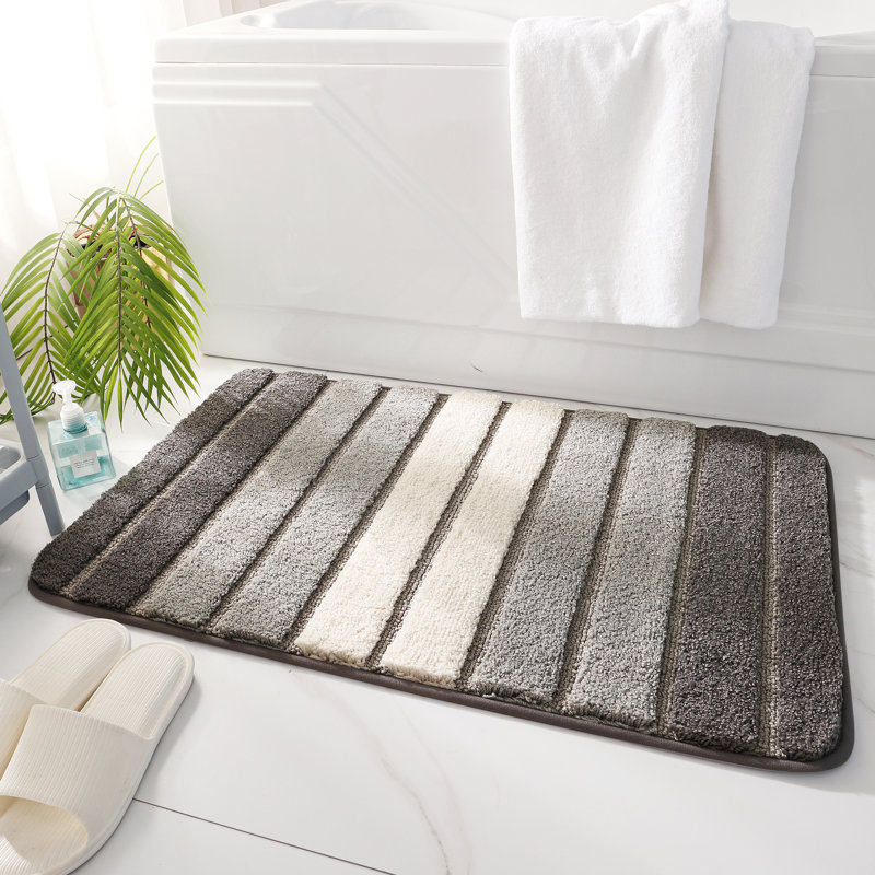 Tapis pour salle de bain en microfibre avec envers antidérapant Danmir, L 24 po x L 43 po, Gris