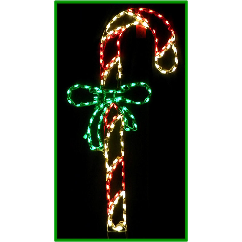 Candy Cane with Bow Christmas Lighted Display