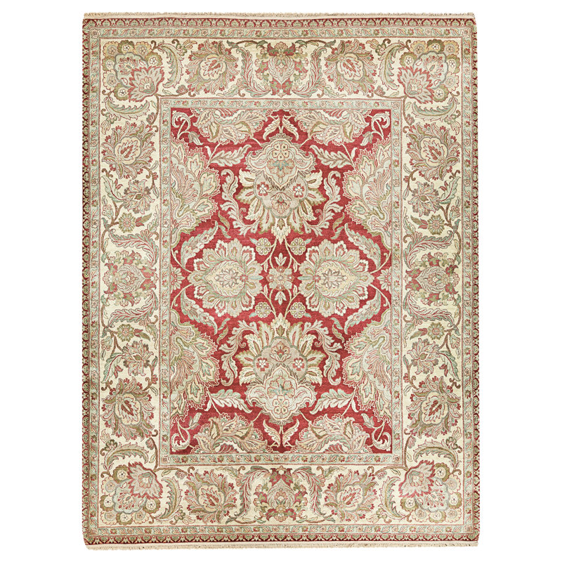 High-Quality Hand-Knotted Red And Gold Area Rug