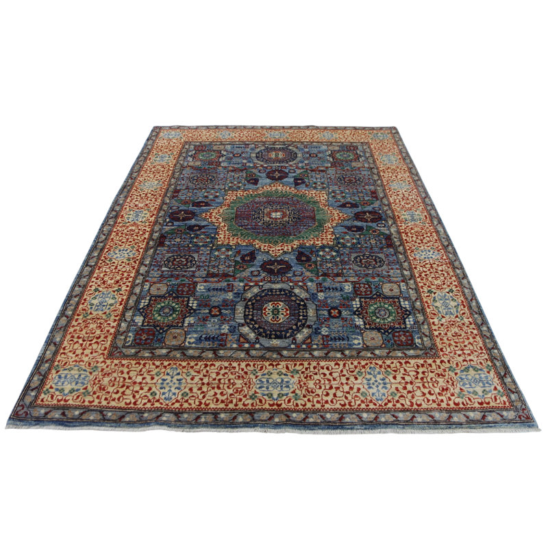 Handmade Wool Area Rug, Rectangle 4'11" x 6'8"