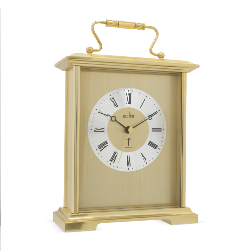 Acctim Althorp Mantel Clock Radio Controlled Quartz Polished Metal Carriage Clock Gold