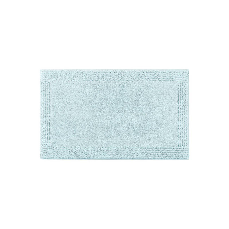 1 tapis de salle de bain réversible 100% coton 3000 g / m² touffeté 3000 g / m², Bleu, L 44 po x l 24 po